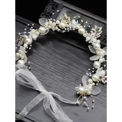 Wedding Accessory Bride Crown Hair Crystal Jewelry Tiara With Pearls Flowers Wedding Crown Floral Pearl Bridal Headband