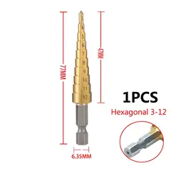 3pcs 3-12mm 4-12mm 4-20mm HSS Straight Groove Step Drill Bit Set Titanium Coated Wood Metal Hole Cutter Core Drill Bit Set