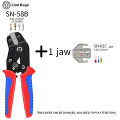 Ratchet Crimping Tool SN-58B Pliers Kit for XH2.54/DuPont2.54/2.8/4.8/6.3/uninsulated/Ferrule Terminals (0.25-1.5mm ²) 23-16AWG
