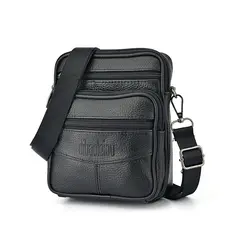 Men's Genuine Leather Crossbody Bag High Quality Zipper Pocket Retro Business Messenger Bag for Men