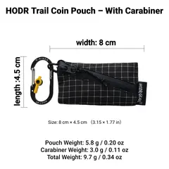 [HODRGEAR] Trail Coin Pouch Ultralight 5.8g UHMWPE Mini Upcycled Gridstop YKK Zipper D-Ring EDC Holder for Backpacking Travel