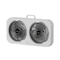 Dual Head USB Fan 360 Rotatable Blades Wall Mount or Freestanding Design Rechargeable Fan for Office Bedroom Outdoor Camping
