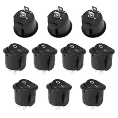 10Pcs Snap-in Round Rocker Switch SPST Mini Toggle Switch 2 Pin 2 Position Black Button Power ON Off Switch AC 10A/125V 6A/250V,