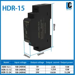 Switching Power Supply 5V/12V/24V/48V DIN Rail Power Supply AC to DC HDR-15/30/60/100/150W LED DC Switching Power Supply
