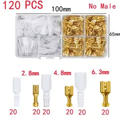 120pcs Box-Packed,Gold/Silver Crimp Terminal,Female 2.8/4.8/6.3mm No Male,Wire Connector,Electrical Terminals