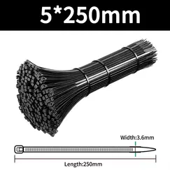 100pcs Self-locking Plastic Nylon Tie Black Fastening Strap Cable-Tie-Set Cable Zip Tie Fastening Ring Zip Wraps Strap Tie Wandu