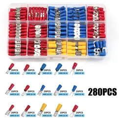 280PCS Crimp Connectors, 2.8mm 4.8mm 6.3mm Male and Female Spade Connector Kit, 15 Types Crimp Terminals Electrical Connectors