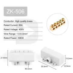 High Power 1 In Multiple Out Cable Splicing 60A/400V 1-6mm2 Wire Connector Screw Wiring Terminal Block 80A/1000V 2.5-16mm2