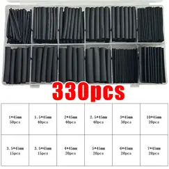 Black Heat Shrink Tube Kit Thermoresistant Tubing Shrink Wire Wrapping Electrical Connection Cable Insulation Sleeves Protecter