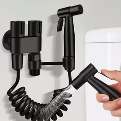304 Stainless Steel Toilet Spray Gun Handheld Toilet Bidet Sprayer Bidet   Double Outlet Bidet Toilet Accessories