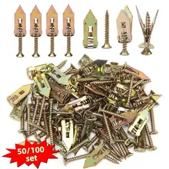 100/50set Self Tapping Screws Self Drilling Anchors Screws Drywall Anchors Easy Application for Gypsum Plasterboard Dowel