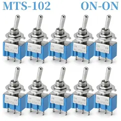 10pcs MTS-102 103 MTS-202 203 Toggle Switch 6A 125VAC On SPDT 6mm Mini Switch DPDT Off Waterproof Cap