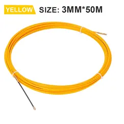 3MM 5M-50M Fiberglass Cable Puller Stainless Steel Yellow Household Wall Wire Guide Rail Fiberglass Electrician Push Tape Drawer