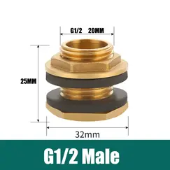 Full Copper Thickened Water Tank Connector 1/2" -2" Water Tower Water Bucket Inner and Outer Thread Drain Interface Hardware