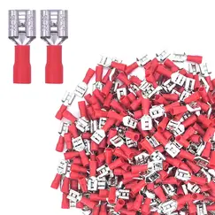 50pcs Female Vinyl Insulated Spade Connector 22-16 16-14 12-10 AWG - 6.3mm 1/4" Electrical Quick Disconnect Wire Connectors Kit