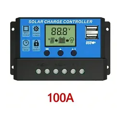 Solar Charge Controller 10A to 100A LCD Display Dual USB Auto Regulator for Solar Panel Battery System Charging