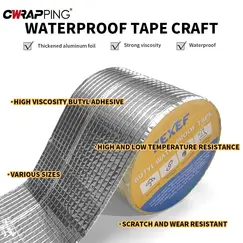 Butyl Waterproof Tape Super Sticky Aluminum Foil Sticker High Temperature Resistance Roof Pipe Stop Leak Crack Duct Repair Tape