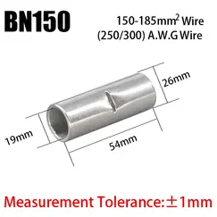 BN Copper Electrical Wire Cable Connection Crimp Sleeve Tubular Ferrule Lug Connector Non-Insulated Tube Butt Splices Terminal