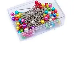 100Pcs Fashion Sewing Needles Colored Glass/Ceramics Head Bead Pin Stitch Knitting Needles Sewing Fixed DIY Safety Pin