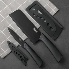 Kitchen knife set, including cleaver, chef's knife, and fruit knife, with knife block, suitable for peeling meat and vegetables