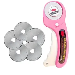 45mm Pink Patchwork Rotary Cutter - Color Sewing Clip - Color Sewing Pen, suitable for DIY crafts, fabrics, leather and quilting