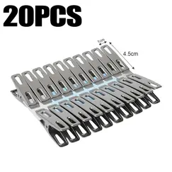 100/20PCS Non-Slip Clothes Pegs Stainless Steel Laundry Hanging Pins Drying Clothes Hanger Picture Clips Food Sealing Clamp