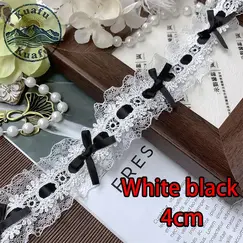 1Yard Lolita Lace Trim Ribbons Bow Pleated Lace Fabric Edge Ruffle Ribbon For DIY Crafts Sewing Dress Clothing Accessories
