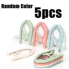 5/10pcs Folding Travel Hangers Portable Random Color Plastic Non Slip Closet Drying Rack Space Saving Home For Dress Pants Suit