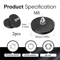 STC22/31/43/66/88 Rubber Coated Magnet Anti Scratch Magnet Coated Base with Threaded Stud for Light Bar Camera Solar Panel