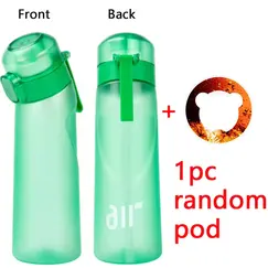 1pc Air Water Bottle With 1pc Random Flavor Pod Sports Fashion Straw Plastic Cup Leak Proof for Outdoor Sports Fitness
