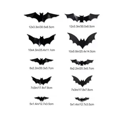 12/24pcs Halloween New Night Light Bat PET Stereoscopic Bat Festival Party Decoration LED Night Light Wall Decal