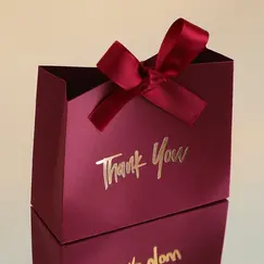 10 Mini Gift Boxes/Gift Bags with Gold Ribbon and Thank You Text Design, Available in Various Colors, Perfect for Wedding Favors, Mother's Day, Father's Day Party Gifts, and Small Gifts, as Well as Birthday, Gender Reveal, Graduation Season, Christmas, and Halloween Treats, with Gold Thank You Text Design