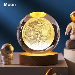 GGbingo 6cm Crystal Ball Decoration Astronomy Solar System Planets Moon Astronaut LED Balls Home Snow Glass Globe Decorations