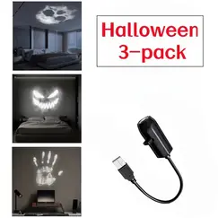 Halloween USB LED Projection Lamp,3/6pcs Patterns Light Ghost,bat,Spider,Skeleton,Halloween Atmosphere Light Festive Decoration