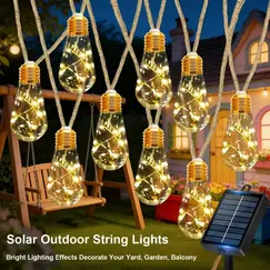 16/10 LED Solar Hemp Rope Fairy String Lights Waterproof Outdoor Decorative Lights With 8 Modes For Patio Garden Party Decor