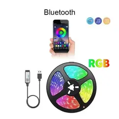 Smart USB RGB LED Tape Light Flexible Ribbon APP Controlled Music Sync Dimmable Strip for TV Background Game Room Decor Lighting