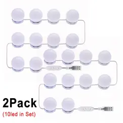 10 LED Detachable Bulbs Professional Makeup Mirror Lamp USB Power Cosmetic Mirror Light Hollywood Dressing Table Vanity Lights
