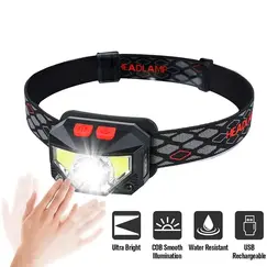 Powerful LED Sensor Headlamp USB Rechargeable Headlight Led Head Torch Camping Search Light Head Flashlight for Fishing Lantern