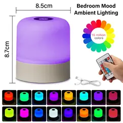 GGbingo 16 Colors LED Table Lamp - Touch & Remote Control Dimmable Rechargeable Bedside Night Lamp for Room Decor