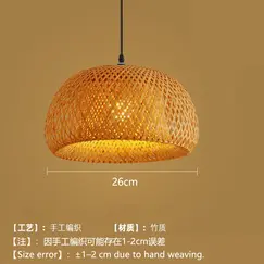 Bamboo Lantern Pendant Lamp Natural Rattan Wicker E27 LED Chandeliers Hand-Woven Lampshades Lighting Fixture Hanging Light