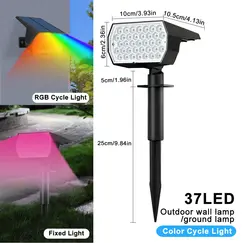 RGB Solar Spotlight Outdoor 37/20LED Solar Landscape Spot Powered Wall Lights Waterproof Color Change Garden Patio Walkway Decor