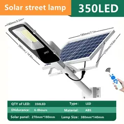 300W/200W/100W High Brightness Outdoor Solar Street Light 6000mAh Waterproof Automatic Dusk to Dawn Garage Garden Street Light