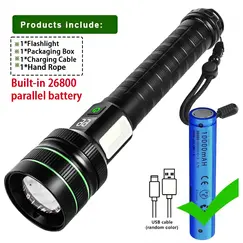Super Long Range LED Flashlight USB Rechargeable Handheld Tactical Torch High Power Zoomable Work Light for Camping Hunting Use
