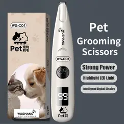 Pet Dog Electric Groomer Trimmer with LED Light Waterproof Pet Foot Hair Trimmer Low Noise Cat Dog Face Foot Ear Hip Paw Shaver