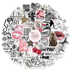 50PCS Silver Lucky Aesthetic Creative Graffiti Stickers DIY Manual Scrapbook Notebook Tablet Stickers