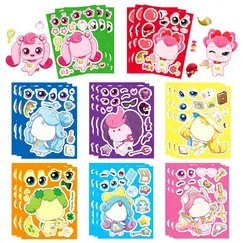  8Sheets Anime Cartoon Make a Face Make a Face Jigsaw Decals DIY Assemble Education Sticker Cute Cartoon Stationery Toys Gift