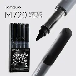 Languo 9pcs/box Soft Brush Acrylic Marker Pen Set，DIY Hand Drawn,Paint Art Markers pens,Student Graffiti Acrylic Paint Pens,M720