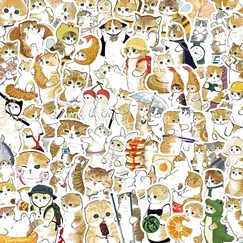 64pcs cat stickers cute cartoon orange cat decoration luggage phone case laptop skateboard guitar DIY waterproof stickers