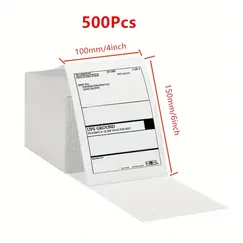 4x6 Inch Direct Thermal Labels 500 Labels Per Stacked Strong Adhesive, Labels Resistant to Water & Grease For Shipping Label