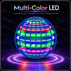 Hand Controlled Flying Ball with Colorful LED Lights, 360° Rotating Suspension Orb, Indoor Outdoor Sports Toy for Teens & Adults